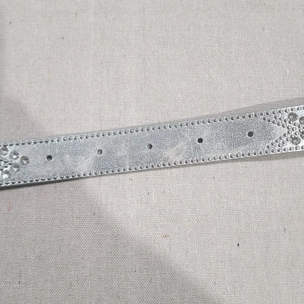 BKE Metallic Chevron Belt Silver Rhinestone Cowgirl Bling Rodeo Glam Size S